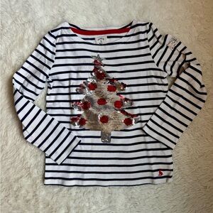 Kids Joules Striped Flip Sequin Tree Top